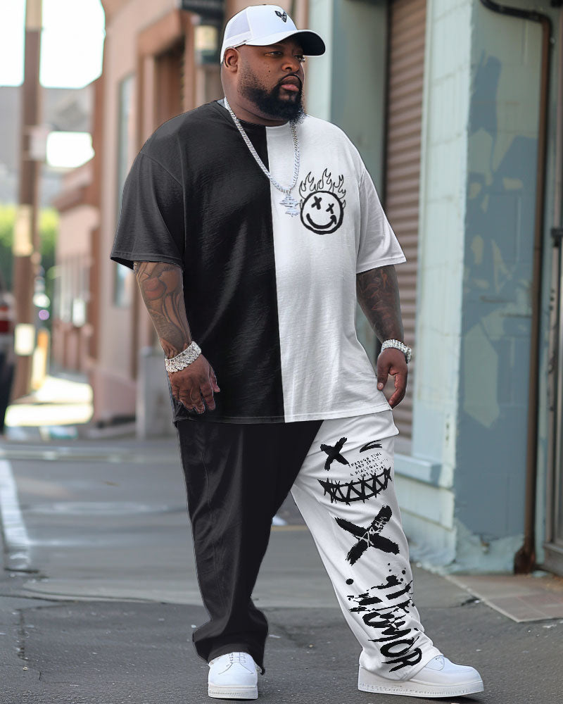 Big & Tall Graphic Graffiti T-Shirt Pants Set for big men view 1