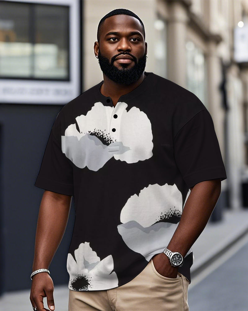 Big & Tall Black Geometric Graphic T-Shirt for big men view 1