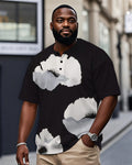 Big & Tall Black Geometric Graphic T-Shirt for big men view 1