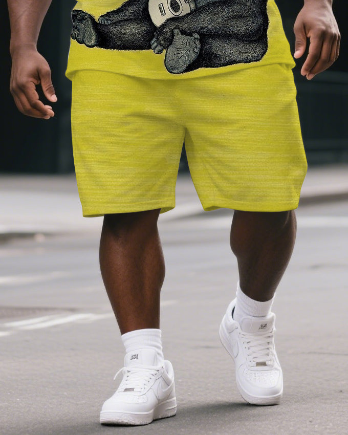 Big & Tall Graphic Streetwear T-Shirt Shorts Set for big men view 3