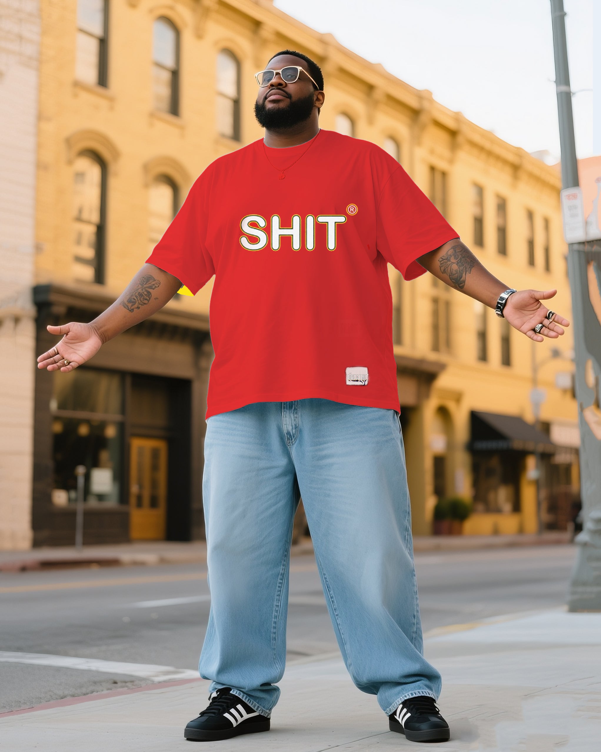 Big & Tall Denim T-Shirt Pants Set for big men view 1