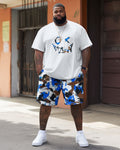 Big & Tall Graphic Graffiti T-Shirt Shorts Set for big men view 2