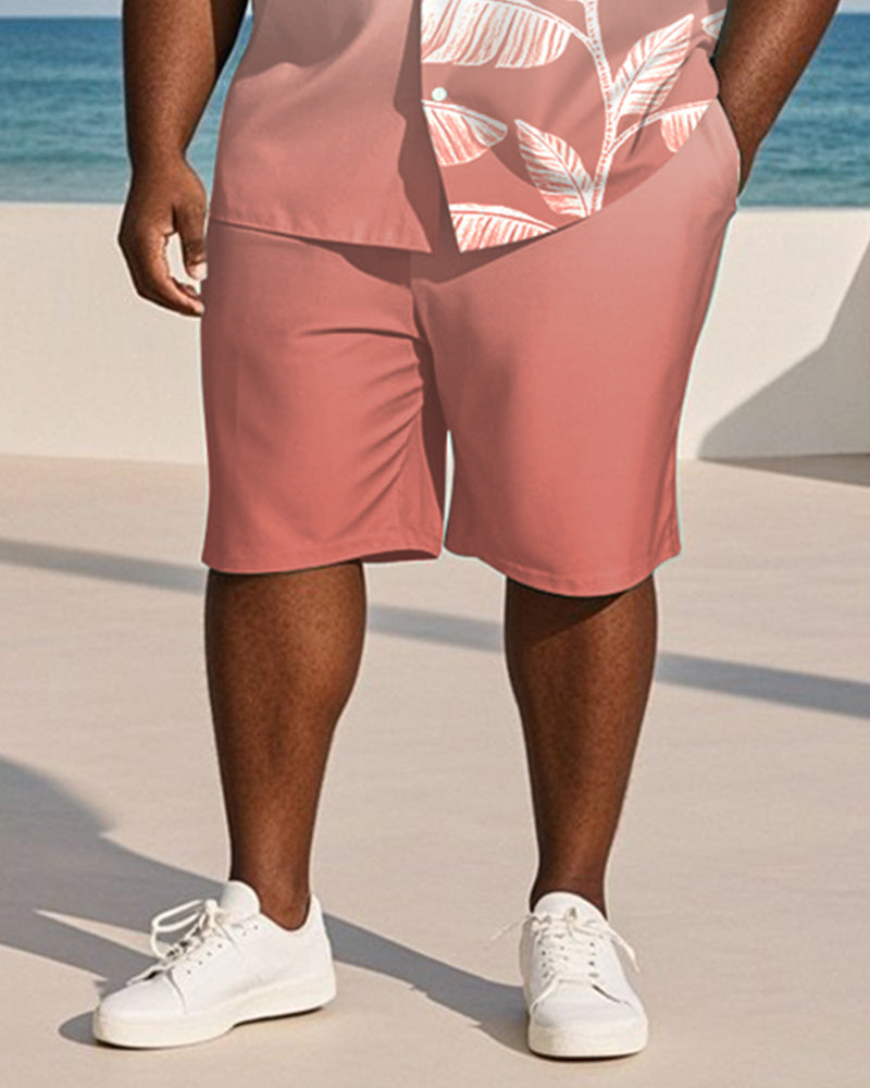 Big & Tall Pink Hawaiian Gradient T-Shirt Shorts Set for big men view 3