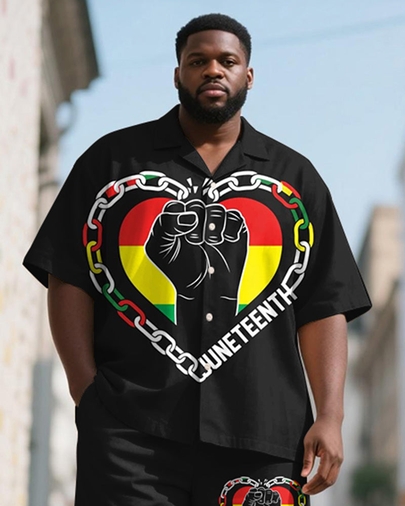 Big & Tall Juneteenth Graphic T-Shirt Shorts Set for big men view 2