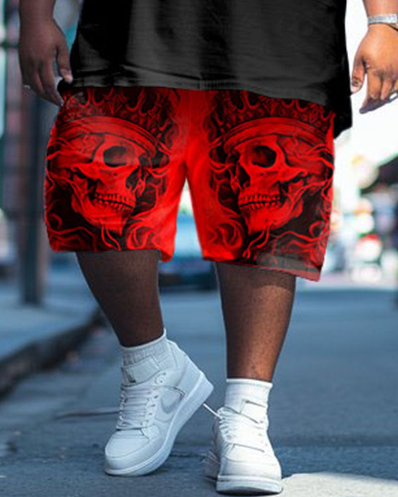 Big & Tall Graphic Streetwear T-Shirt Shorts Set for big men view 3
