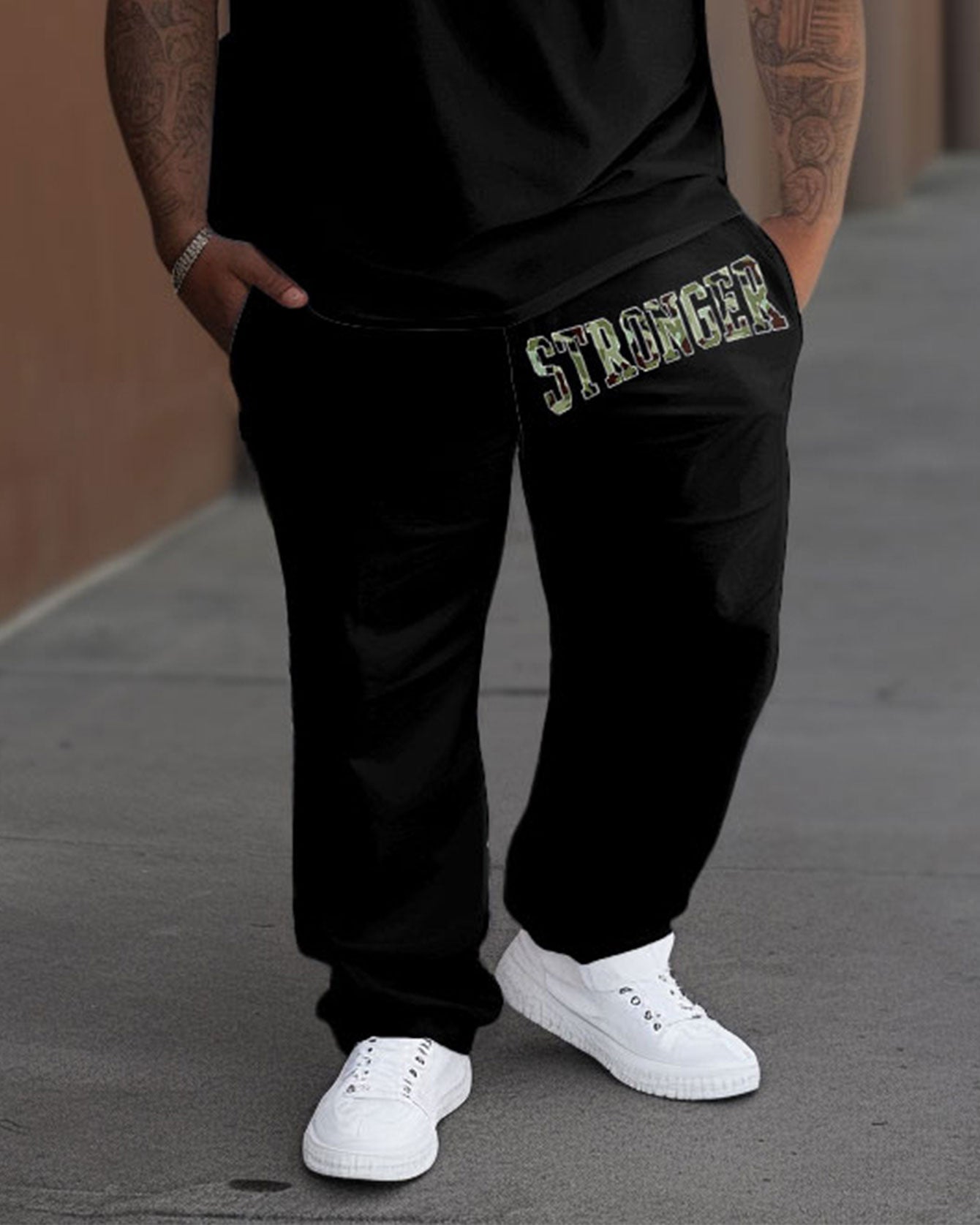Big & Tall Graphic Camouflage T-Shirt Pants Set for big men view 3