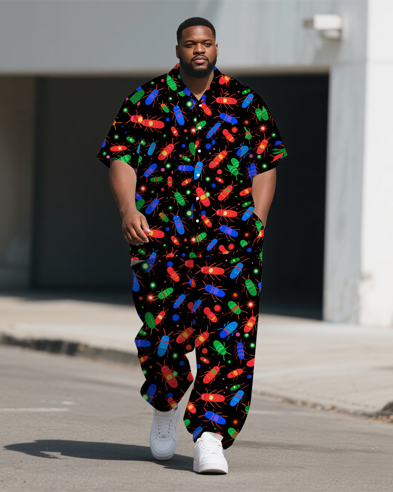 Big & Tall Graffiti Streetwear T-Shirt Pants Set for big men view 1