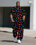 Big & Tall Graffiti Streetwear T-Shirt Pants Set for big men view 1