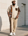 Big & Tall Colorblock Striped T-Shirt Pants Set for big men view 1