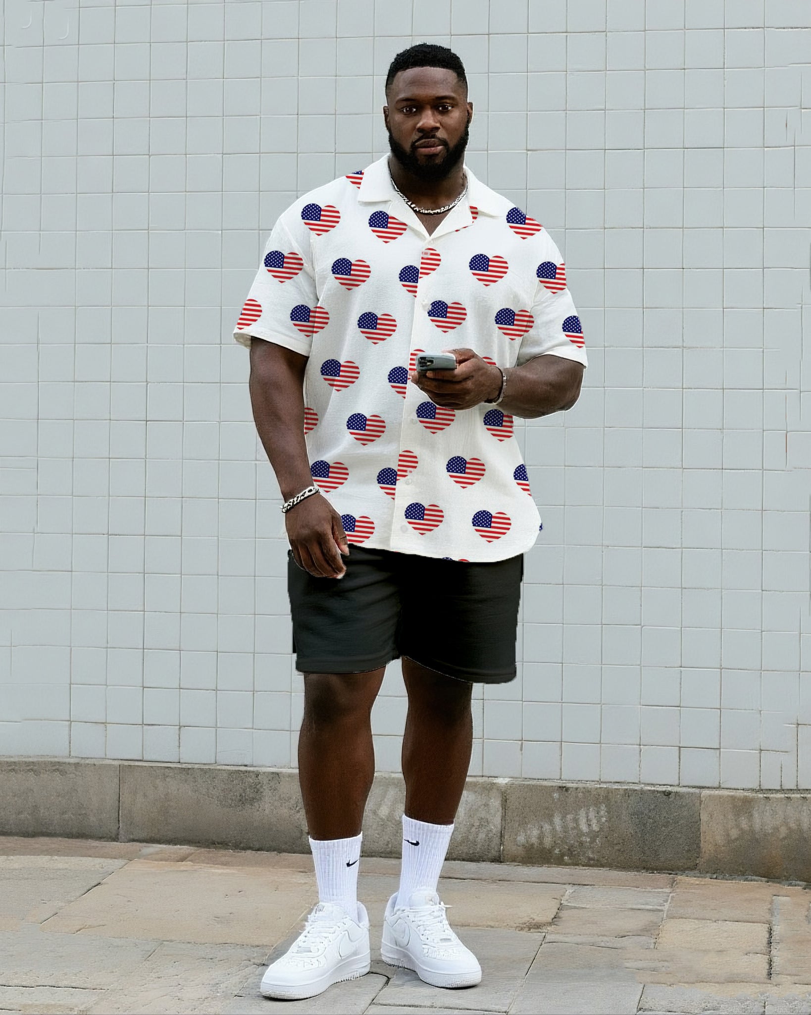 Big & Tall Graphic T-Shirt Shorts Set for big men view 1
