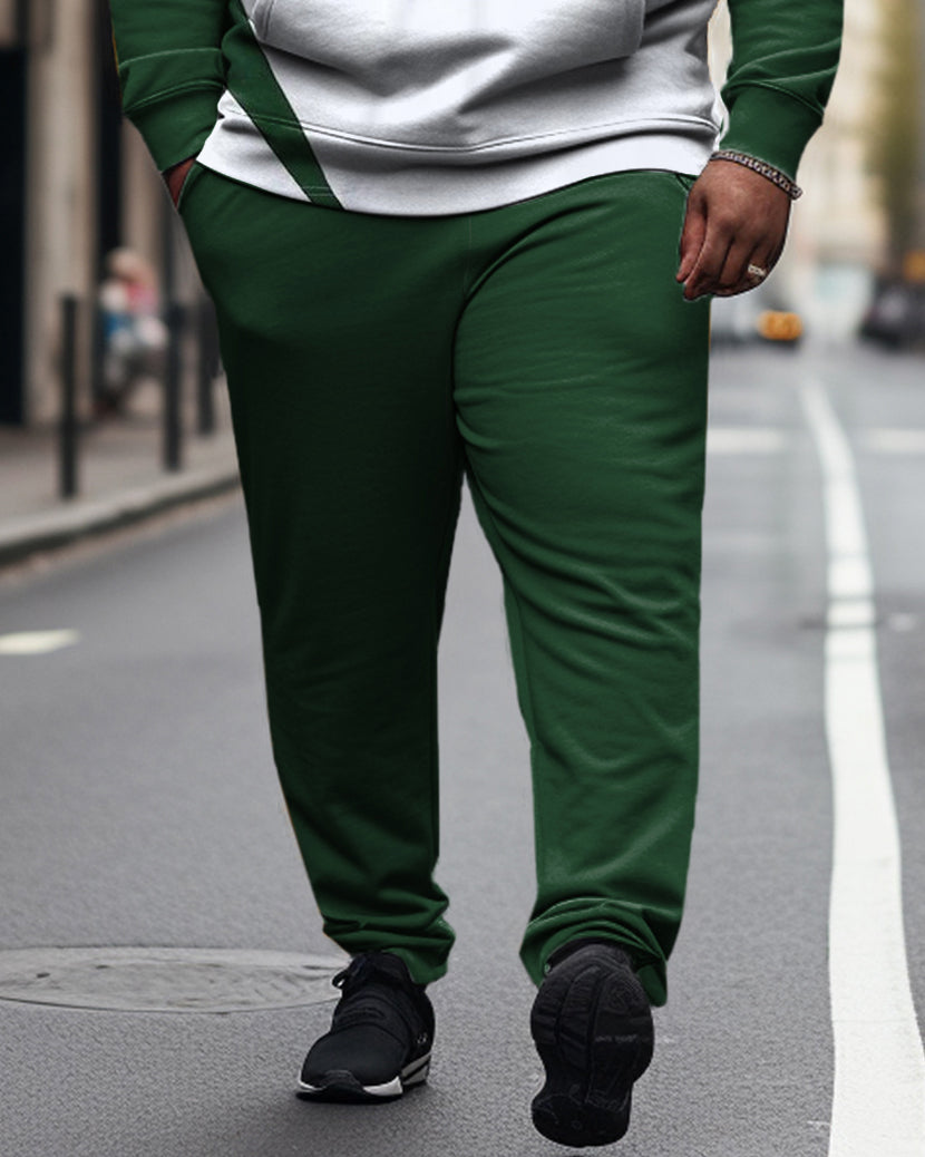 Big & Tall Green Colorblock Hoodie Sweatpants Set for big men view 3
