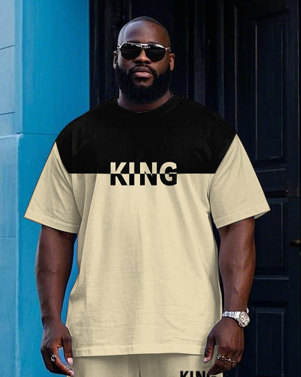 Big & Tall Colorblock Graphic T-Shirt Pants Set for big men view 2