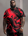 Big & Tall Graphic Streetwear Two-piece Set for big men view 3