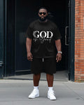 Big & Tall Graphic Floral T-Shirt Shorts Set for big men view 1