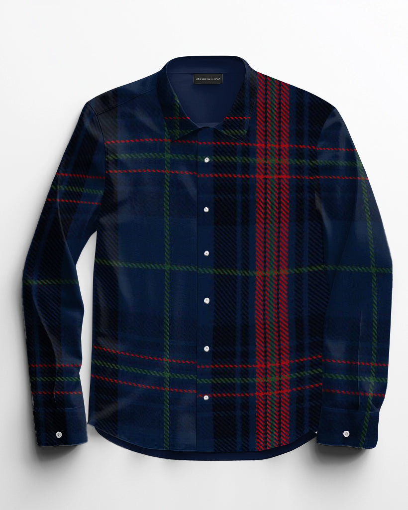 Big & Tall Blue Plaid Long Sleeve Shirt for big men view 2