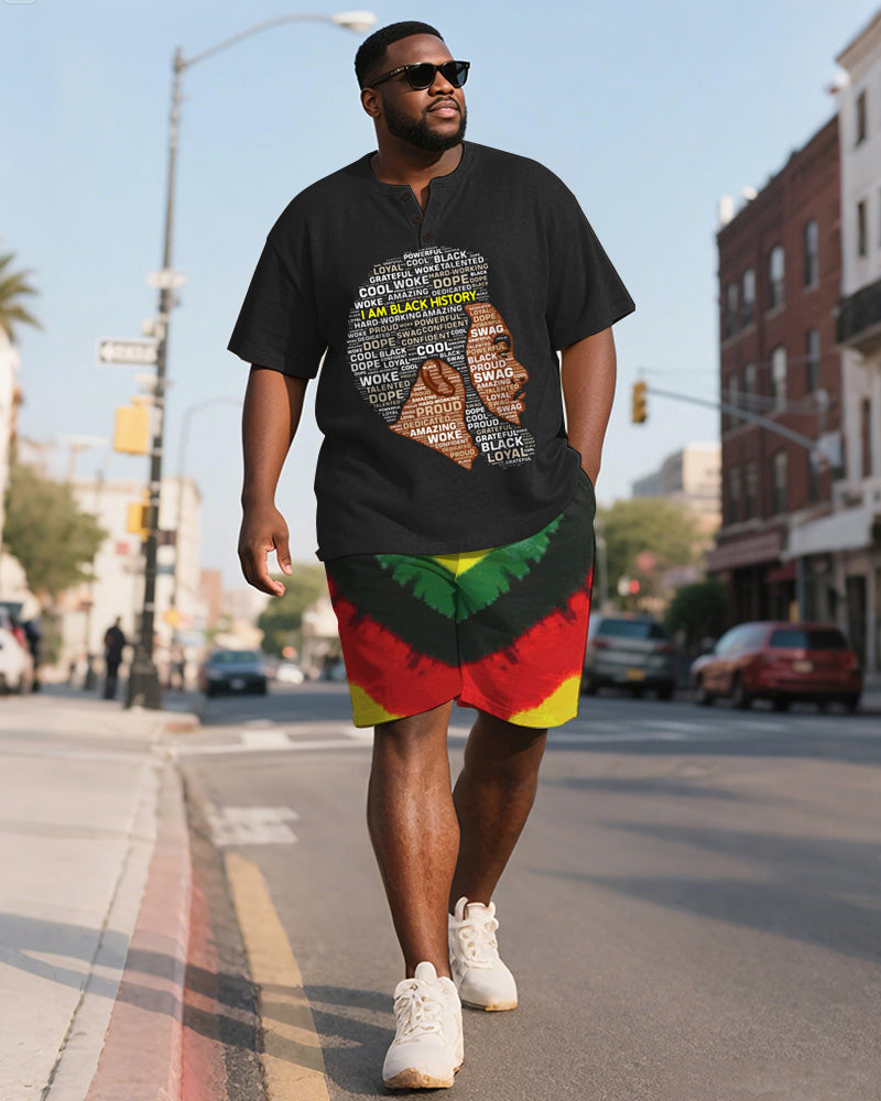 Big & Tall Juneteenth Graphic T-Shirt Shorts Set for big men view 2