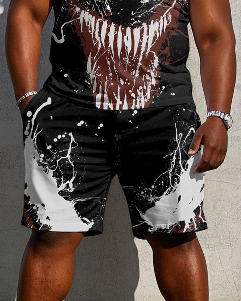Big & Tall Streetwear T-Shirt Shorts Set for big men view 3