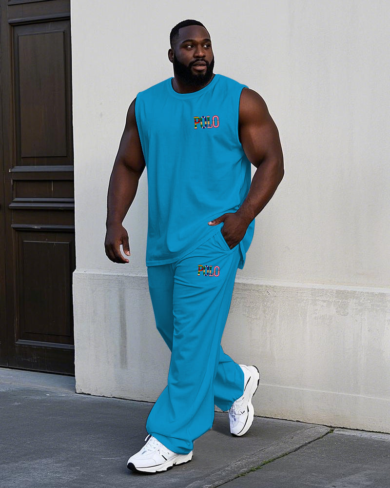 Big & Tall Graphic Vest Pants Set for big men view 1