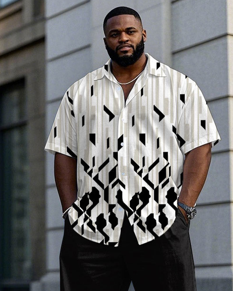 Big & Tall Gradient Geometric T-Shirt Pants Set for big men view 2