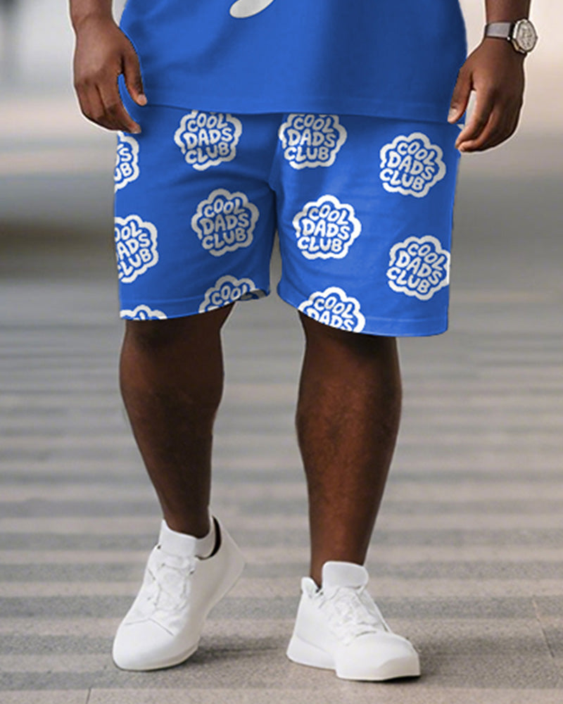 Big & Tall Blue Graphic T-Shirt Shorts Set for big men view 3