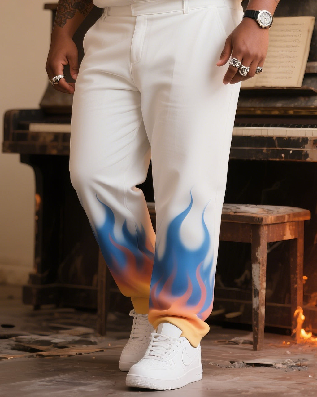 Big & Tall Blue Gradient T-Shirt Pants Set for big men view 2