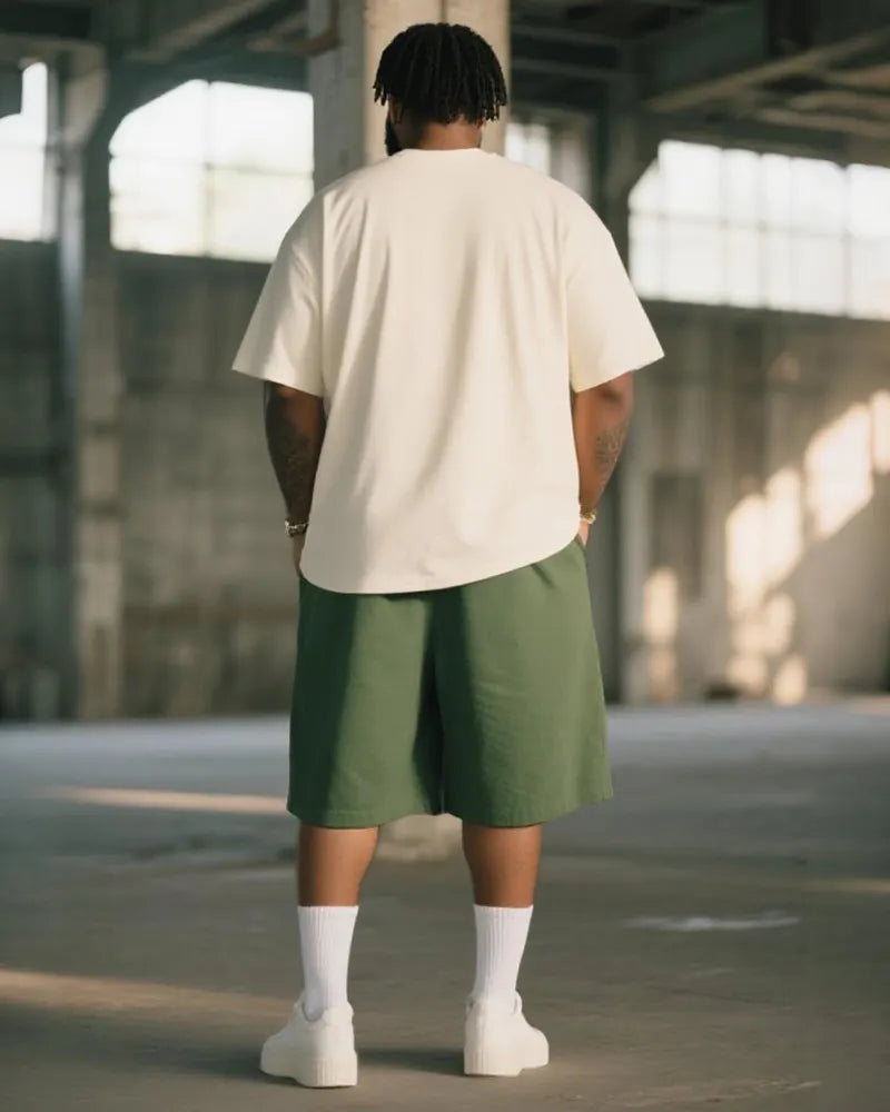 Big & Tall Graffiti Streetwear T-Shirt Shorts Set for big men view 4