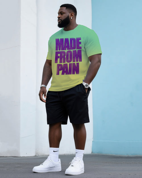 Big & Tall Gradient Streetwear T-Shirt Shorts Set for big men view 1