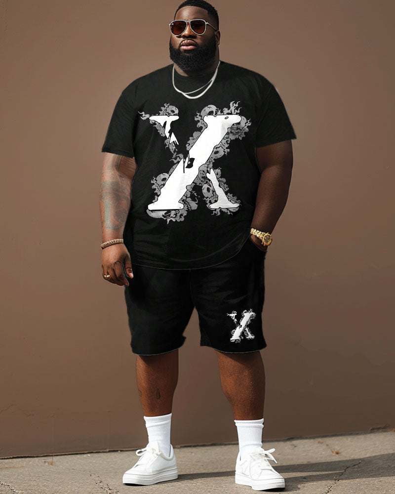 Big & Tall Graphic Streetwear T-Shirt Shorts Set for big men view 2