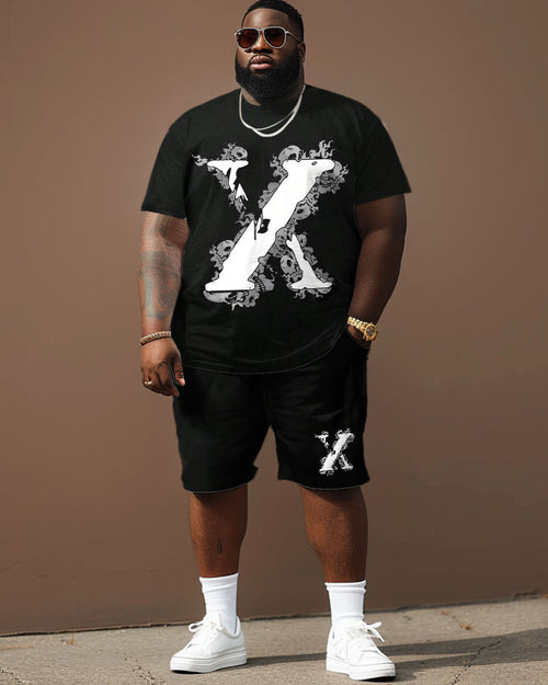 Big & Tall Graphic Streetwear T-Shirt Shorts Set for big men view 2