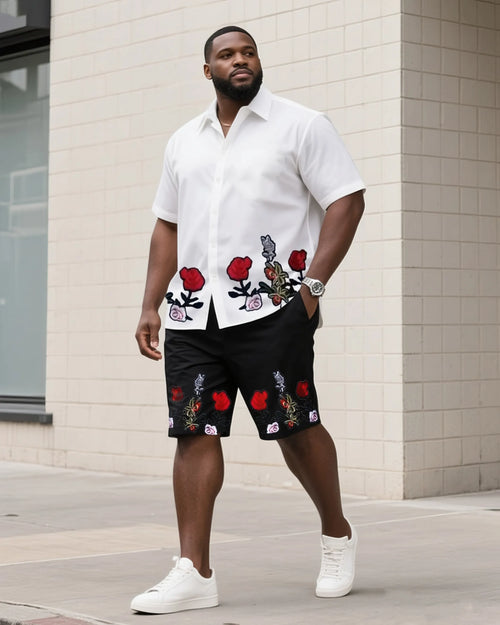Big & Tall Floral T-Shirt Shorts Set for big men view 1