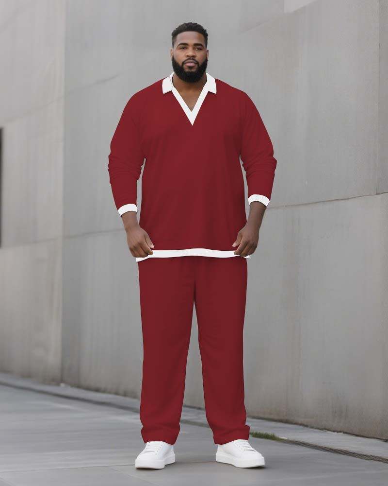 Big & Tall Solid Color Two-piece Set for big men view 6