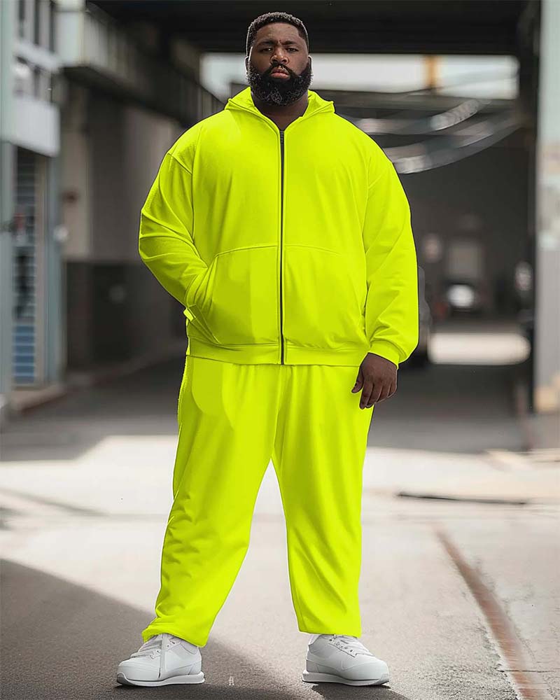 Big & Tall Solid Color Athletic Hoodie Sweatpants Set for big men view 4