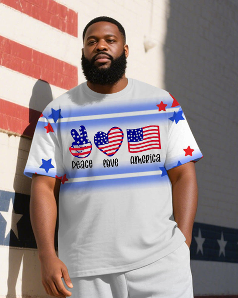 Big & Tall Gradient Graphic T-Shirt Pants Set for big men view 2