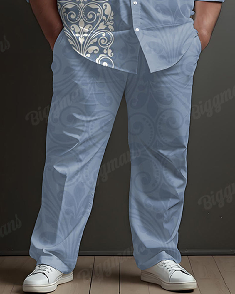 Big & Tall Blue Graphic T-Shirt Pants Set for big men view 3