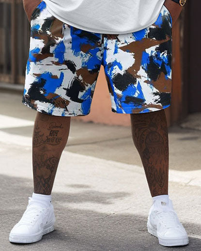 Big & Tall Graphic Graffiti T-Shirt Shorts Set for big men view 4