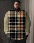 Big & Tall Plaid Shirt Pants Set for big men