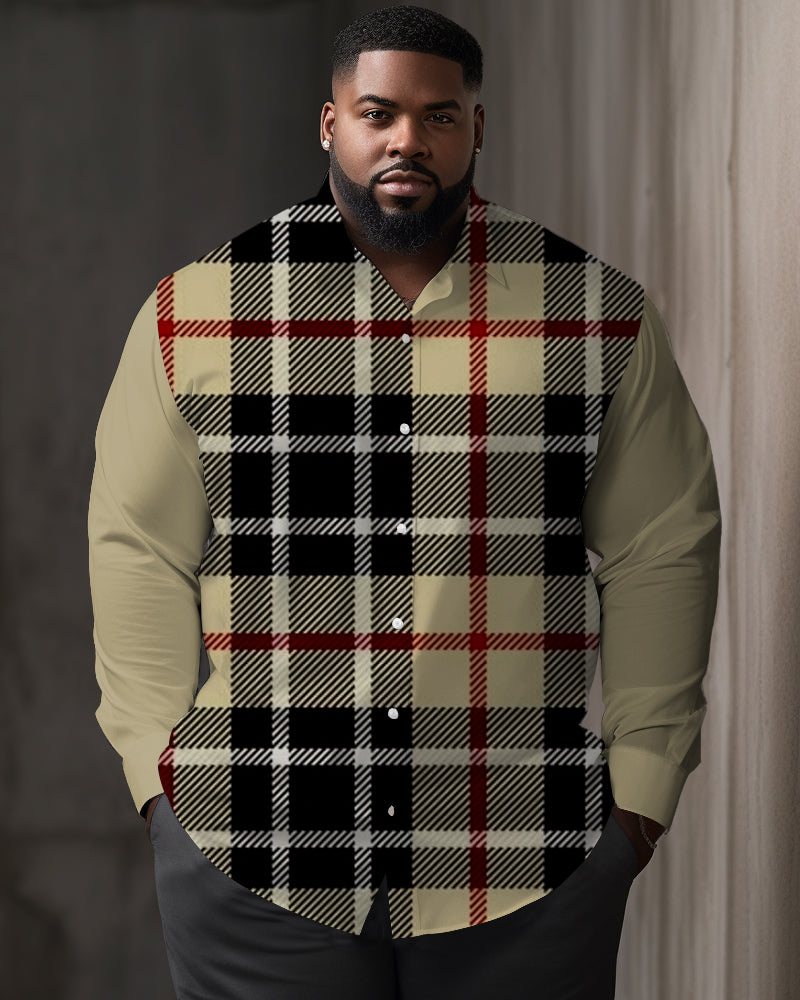 Big & Tall Plaid Shirt Pants Set for big men