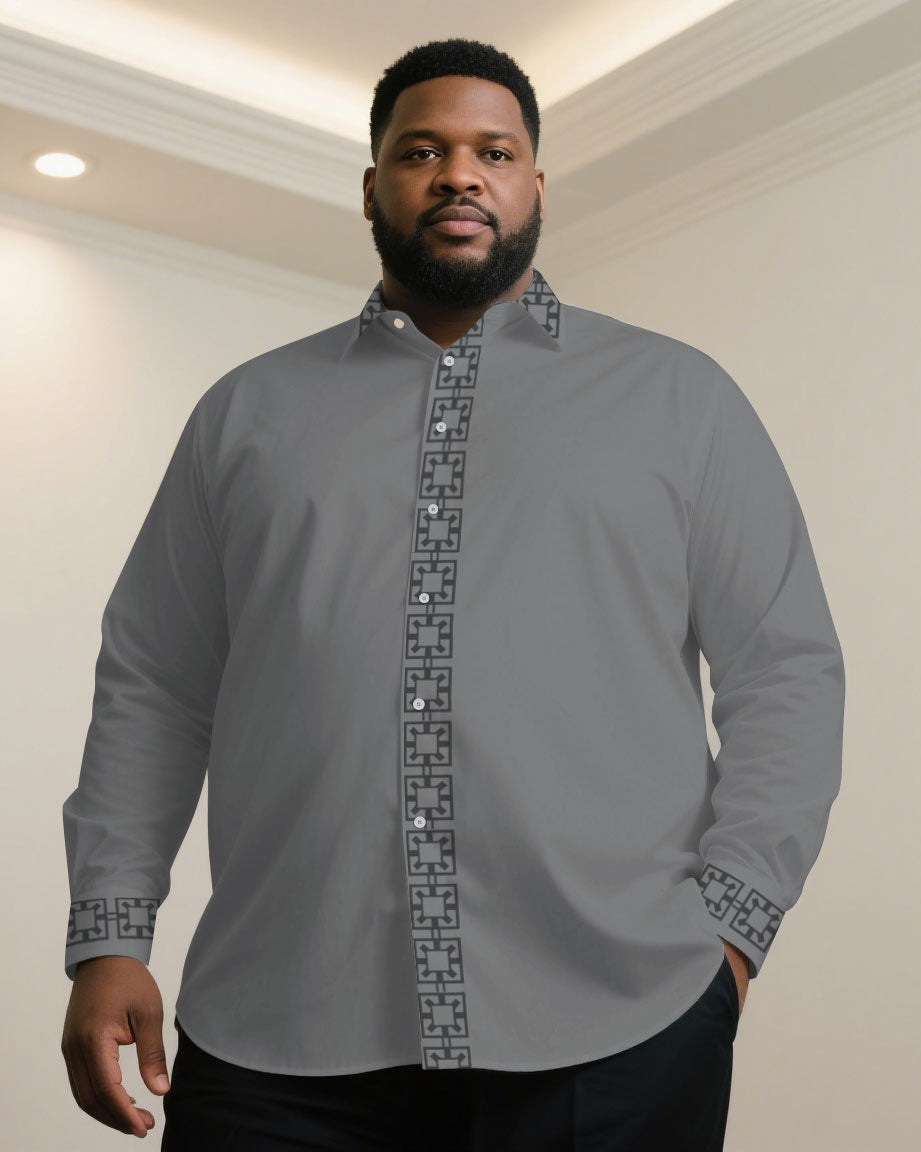 Big & Tall Black White Long Sleeve Shirt for big men view 3