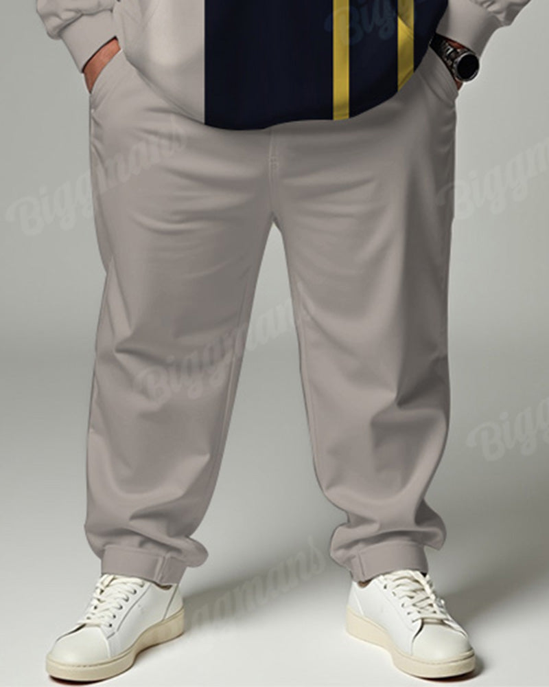Big & Tall Colorblock Plaid Hoodie Sweatpants Set for big men view 3