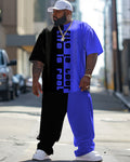 Big & Tall Colorblock Graphic T-Shirt Pants Set for big men view 1