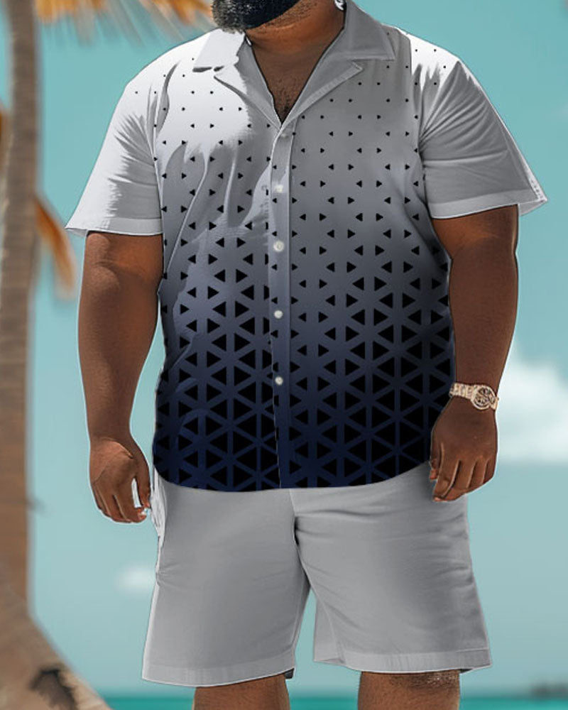 Big & Tall Graphic Business Casual T-Shirt Shorts Set for big men view 2