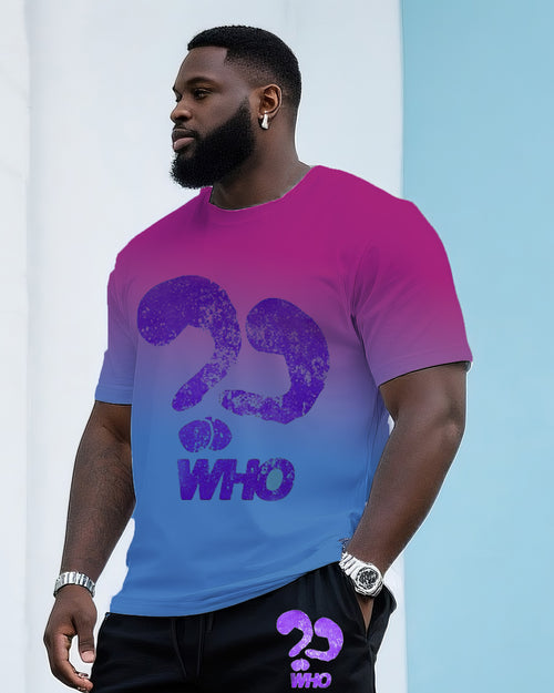 Big & Tall Gradient T-Shirt Shorts Set for big men view 2