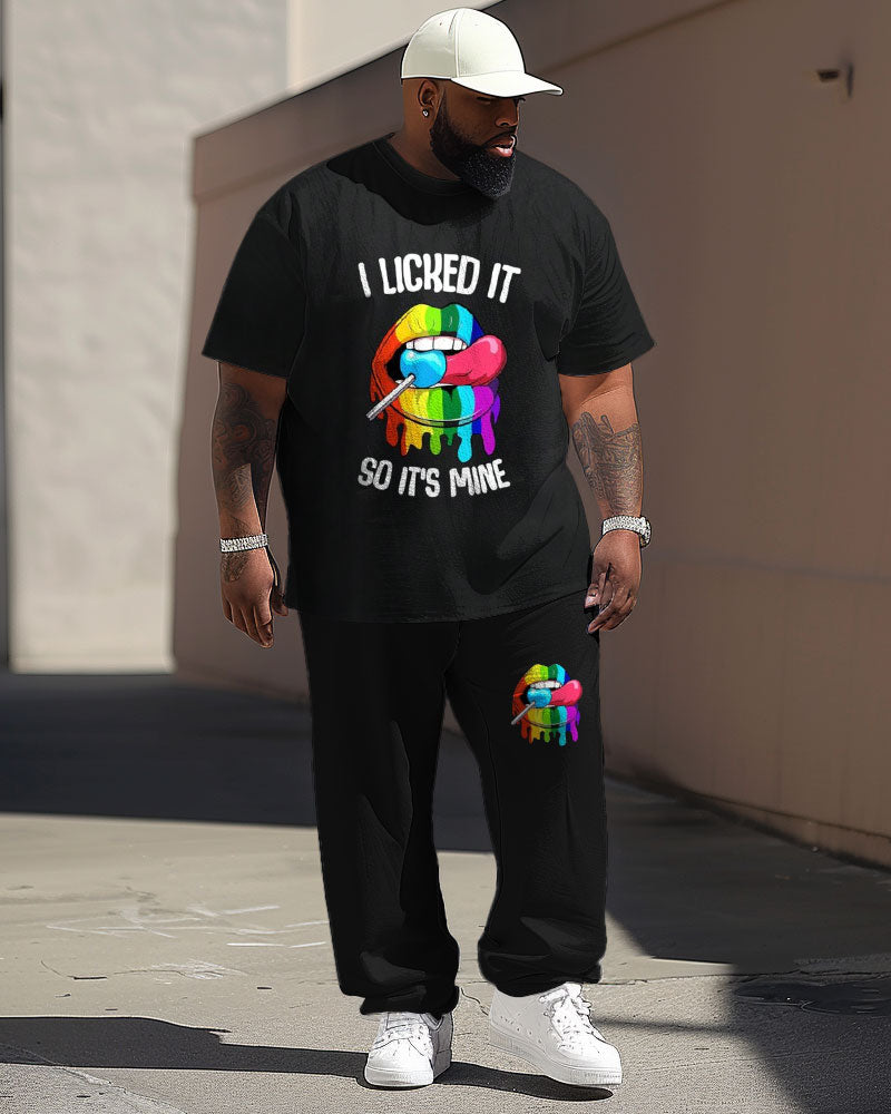 Big & Tall Graphic Streetwear Two-piece Set for big men view 1