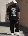 Big & Tall Graphic Streetwear Two-piece Set for big men view 1