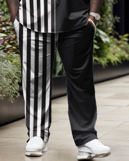 Big & Tall Colorblock Striped T-Shirt Pants Set for big men view 3