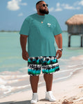 Big & Tall Hawaiian Tropical T-Shirt Shorts Set for big men view 2