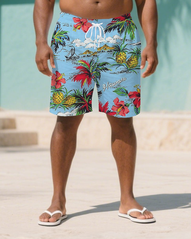 Big & Tall Hawaiian Graphic Floral Pants for big men view 1