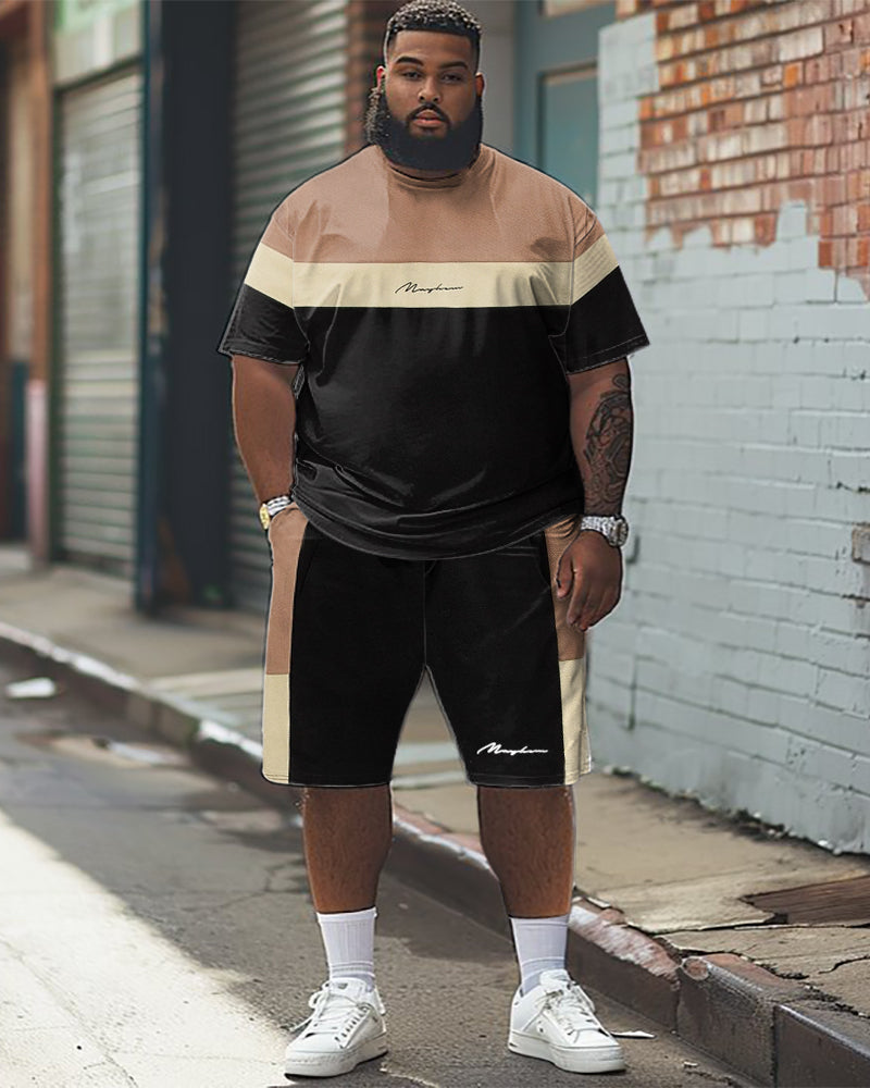 Big & Tall Colorblock T-Shirt Shorts Set for big men view 1