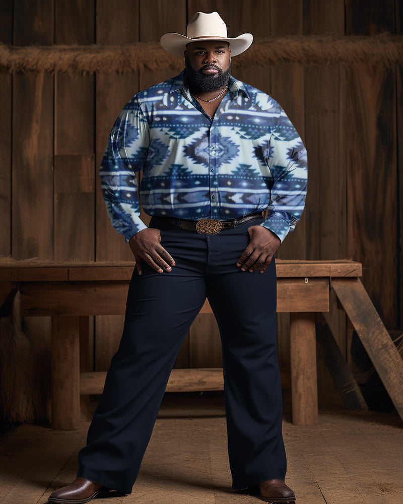 Big & Tall Western Denim T-Shirt Pants Set for big men view 1