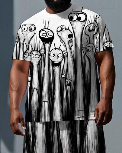 Big & Tall Graphic Streetwear Two-piece Set for big men view 2